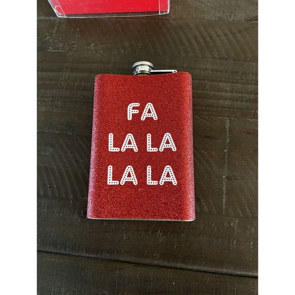 DEI We Bring the FUN! NWT Red Christmas Flask FA LA LA LA LA - Picture 3 of 4